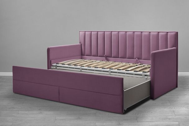 Кровать «Порше» с 2-мя боковинами и доп. спальным местом, розовая - Вид 4