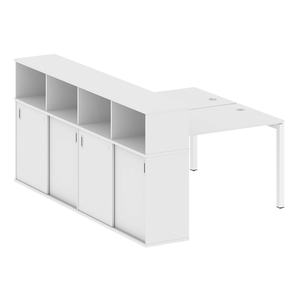 Metal System Quattro Р. ст. с шкафом-купе на П-образном м/к 50БП.РС-СШК-4.2 Т Белый/Белый металл 1610*2332*1098 - Вид 1