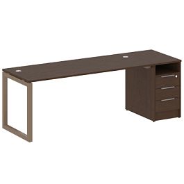 Metal System Quattro Р. ст. с тумбой на О-образном м/к 50БО.РС-СТП-1.5 Венге/Мокко металл 2212*720*750 - Фото предпросмотра