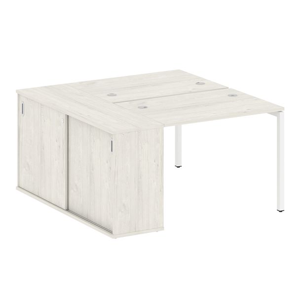Metal System Quattro Р. ст. с шкафом-купе на П-образном м/к 40БП.РС-СШК-1.1 Т Дуб наварра/Белый металл 1410*1475*750 - Вид 1