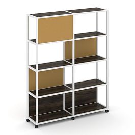 Shelf Mobile Стеллаж 5 уровней 2 секции VR.LT-STK-514.08 Дуб Мали/Металл Белый/W-31 1570*400*2000 - Фото предпросмотра