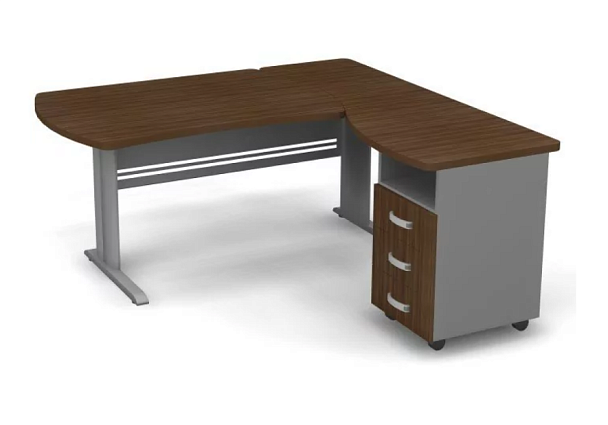 Стол угловой на металлокаркасе L,R 1600 Берлин Орех Вармия/Серый УРМ.М 160 L\R - Вид 2