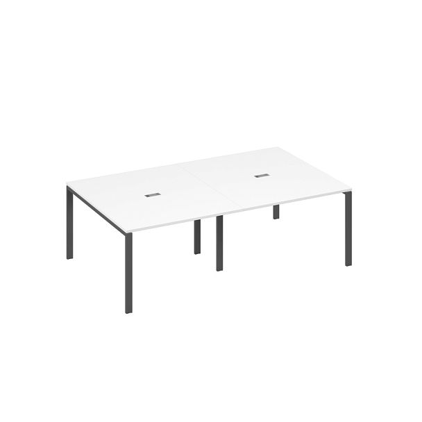 Стол 240x144 в переговорную металлокаркас UNO A4 А4 Б1 134-2 БП белый премиум / металлокаркас антрацит - Вид 1