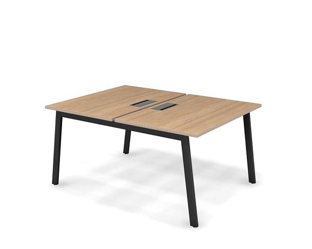 MATRIX 121S203-A Стол прямой двойной, пров-ик Merida (А-опоры) 1180х1590х775 Швейц-й вяз/Темно-серый - Вид 1