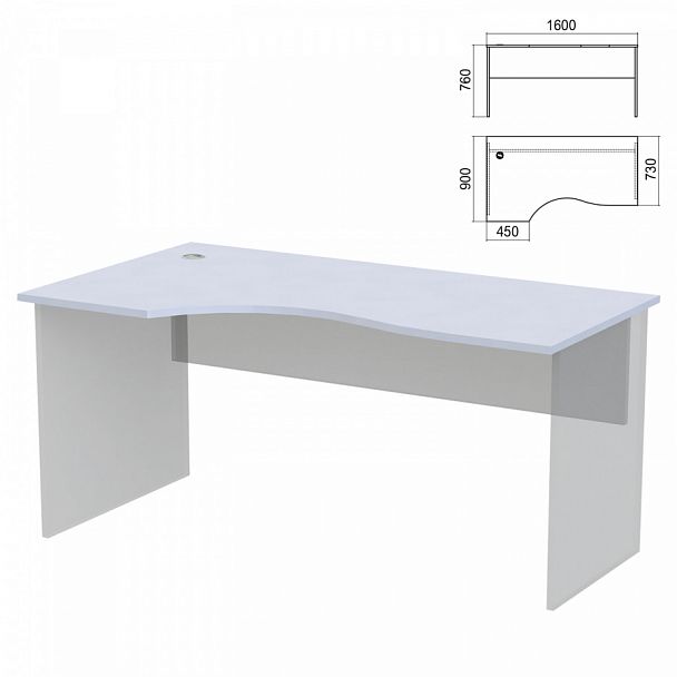 Стол эргономичный ЧАСТЬ 1 "Арго", 1600х900х760 мм, левый, серый - Вид 1