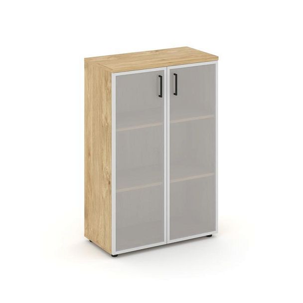 Стайл Проджект Шкаф средний широкий SN.STS-206 Тиквуд Светлый/Сатин/Черный Ручки 796*400*1203 - Вид 1