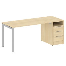 Metal System Quattro Р. ст. с тумбой на П-образном м/к 50БП.РС-СТП-1.3 Акация/Серый металл 1812*720*750 - Фото предпросмотра