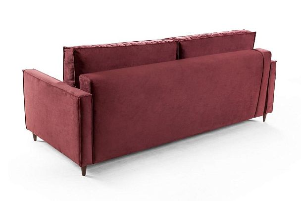 Keln диван-кровать трехместный прямой, велюр красный - Вид 4