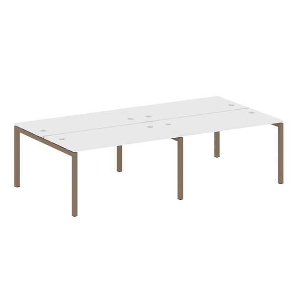 Metal System Quattro Р. ст. на 4 раб. места на П-образном м/к 50БП.СМ-4.3 Белый/Мокко металл 2800*1475*750 - Вид 1