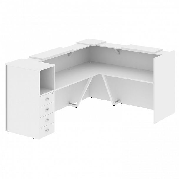 Ресепшн Г-образный "Onix" O.R-K-27 белый бриллиант - Вид 1