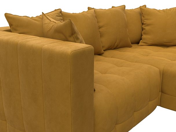 Диван угловой Лига-052 НПБ угол универсальный Велюр желтый - Вид 4