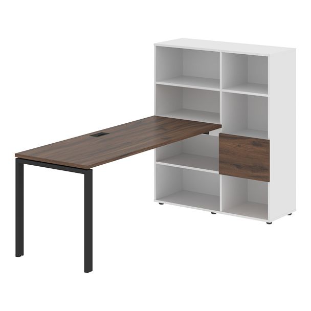 Стол-стеллаж EURST 1117 Дуб Денвер тёмный/Черный/Белый 2190х1120х1355 EDIS - Вид 1