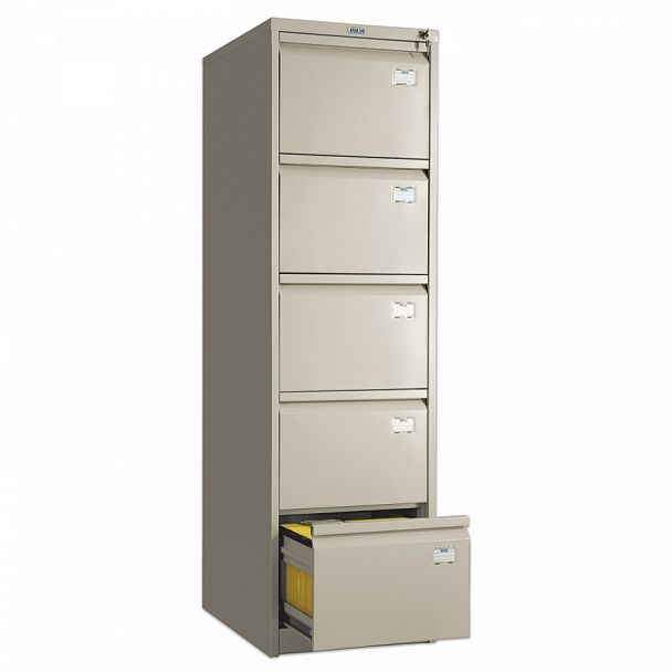 Шкаф картотечный ПРАКТИК "AFC-05", 1634х467х630 мм, 5 ящиков для 275 подвесных папок, формат папок Foolscap или A4 (БЕЗ ПАПОК) - Вид 1