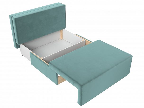 Диван прямой Лагуна (полностью велюр бирюзовый, кант велюр бежевый) - Вид 7