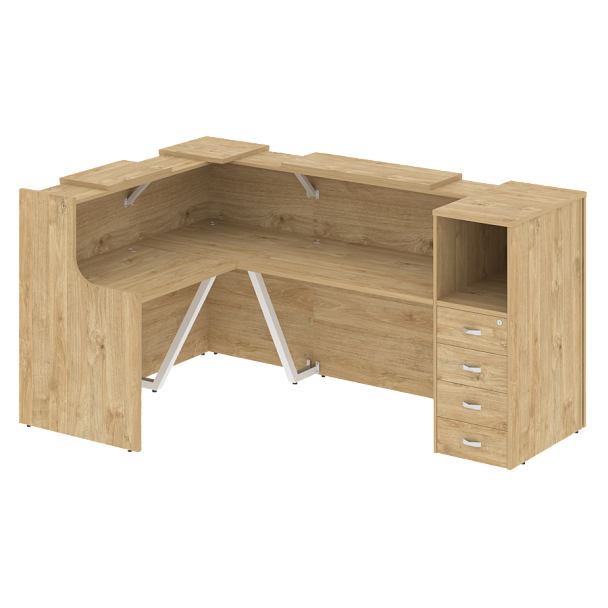 Ресепшн Г-образный "Onix" O.R-K-25 тиквуд светлый/белый - Вид 1