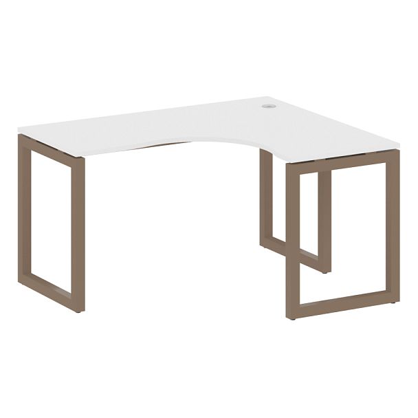 Metal System Quattro Стол криволинейный правый на О-образном м/к 50БО.СА-3 (R) Белый/Мокко металл 1400*1200*750 - Вид 1