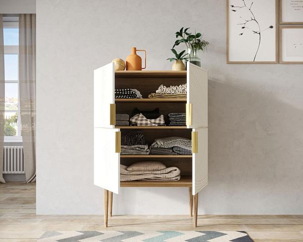 Малый комод с четырьмя дверками на высоких ножках Line LN13/GR1/beige - Вид 2