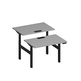 Рабочая станция на электроприводе с заглушками Elevo А2 ЧР 101 СЕ серый / черный гладкий - Фото предпросмотра