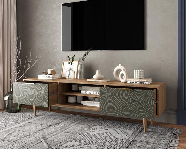 Комод Line с нишей низкий под TV R27/browngrey - Вид 2
