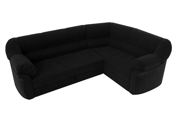 Диван угловой Карнелла правый (полностью микровельвет черный) - Вид 5