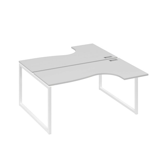 Рабочая станция QUATTRO (2х160) столы Классика эргономичные A4 А4 Б4 182 БП серый / металлокаркас белый - Вид 1