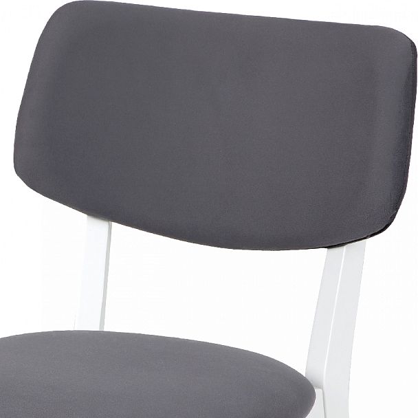 Стул деревянный с мягким сиденьем Мэти Белый/Серый велюр - Вид 6