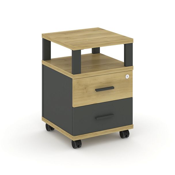 Concept Тумба мобильная 2 ящ. с надставкой CN.TUM-002 A Дуб Винченцо/Антрацит/Металл Антрацит 420*420*615 - Вид 1
