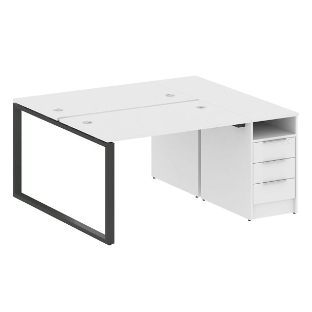 Metal System Р. ст. с тумбой на О-образном м/к БО.РС-СТП-2.2 Белый/Антрацит металл 1612*1475*750 - Вид 1