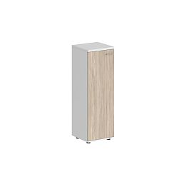 Шкаф средний 400х400х1200, 1 дв., з.ст HDF, левый / корпус: белый; фасад: дуб светлый Сигма / Sigma - Фото предпросмотра