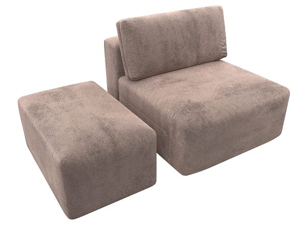 Модули диван и пуф Лига-060 НПБ Велюр бежевый - Вид 6