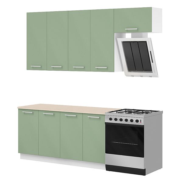 Композиция "Модульная кухня Эколайн"  ПК-ЭКО-КОМП№1-В2-44 зеленый - Вид 1