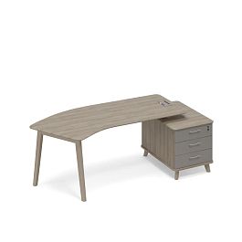 Стол руководителя правый тумба малая (тип 5) WOOD эргономичный Time wood ТМ В2 130 ВЛ ВЛ ВЛ вяз либерти (корпус, столешница, топ) / мокко премиум (фасад) - Фото предпросмотра