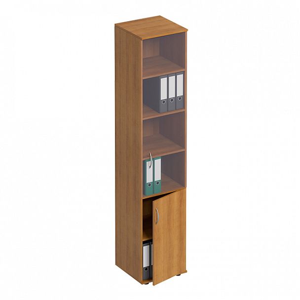 Шкаф для документов узкий со стеклом "Формула" ФР 381 вяз светлый - Вид 1