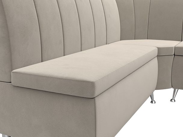 Кухонный угловой диван Кантри правый (полностью микровельвет бежевый) - Вид 4