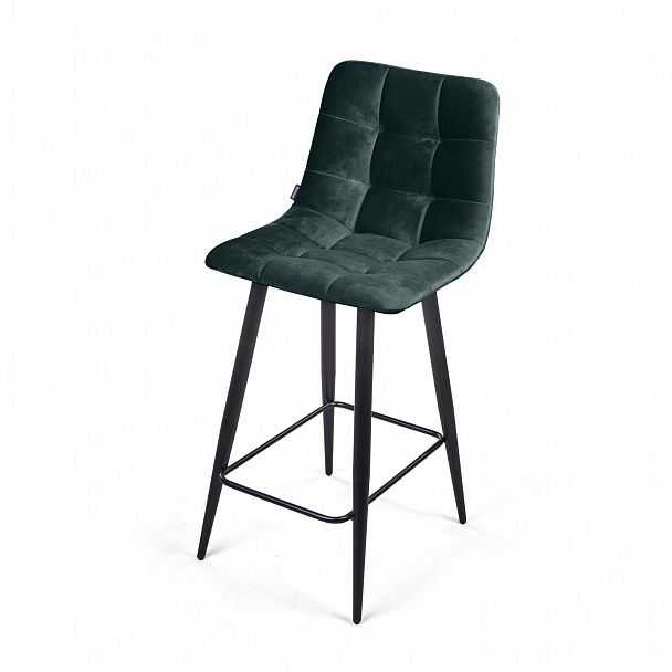 Стул полубарный UNO, бархат зелёный 19/ чёрный конус - Вид 7