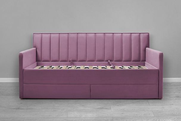 Кровать «Порше» с 2-мя боковинами и доп. спальным местом, розовая - Вид 2