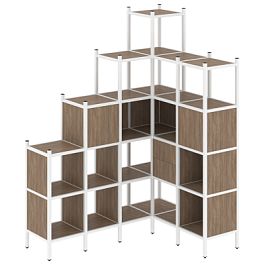 Loft Угловой внутренний стеллаж наборный VR.L-44 Дуб аризона/Белый металл 1694*1278*2280 - Фото предпросмотра