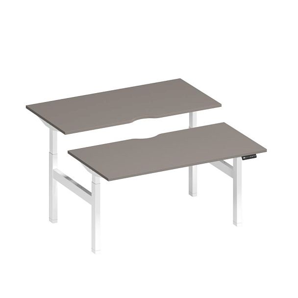 Рабочая станция на электроприводе с вырезами Elevo А2 БГ 103.2 МП мокко премиум / белый гладкий - Вид 1