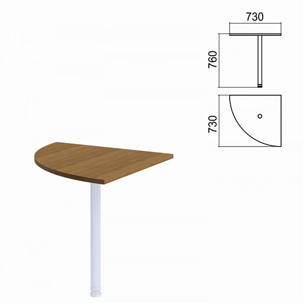 Стол приставной угловой "Арго", 730х730 мм, БЕЗ ОПОРЫ, орех - Вид 1