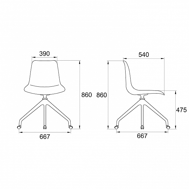 Кресло "College на базе Swiss (с колесами)", оранжевый - Вид 3