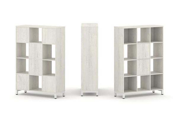 Стайл Проджект Набор стеллажа 1 сторон., 4 яр. SN.NS-431 Дуб Наварра/Металл Белый 1121*400*1615 - Вид 1