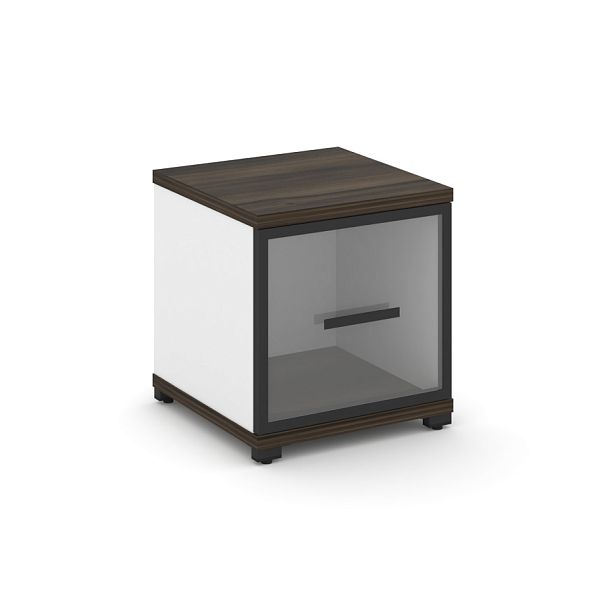 Concept Шкаф 1 узкая секция, 1 ниша CN.STU-113 RPB B Дуб Мали/Белый Бриллиант/Металл Черный/Прозрачный 420*420*450 - Вид 1