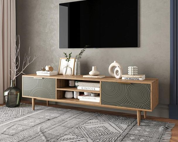 Комод Line с нишей низкий под TV R27/browngrey - Вид 3