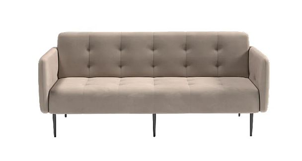 Monaco диван-кровать прямой с подлокотниками, трехместный, бархат пепельно-бежевый 25 - Вид 2