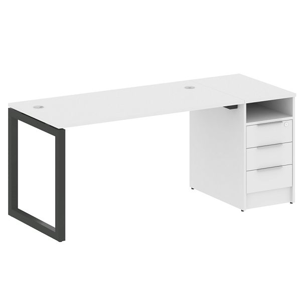 Metal System Quattro Р. ст. с тумбой на О-образном м/к 50БО.РС-СТП-1.3 Белый/Антрацит металл 1812*720*750 - Вид 1
