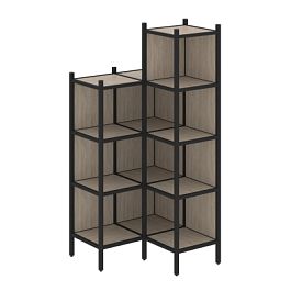 Loft Угловой внутренний стеллаж наборный VR.L-38 Дуб аттик/Чёрный металл 862*862*1869 - Фото предпросмотра