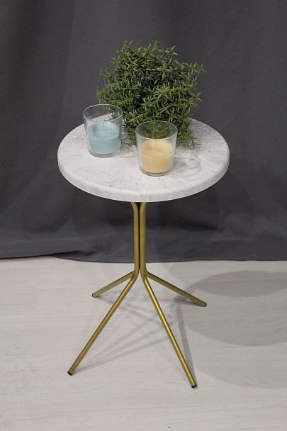 Столик кофейный Sheffilton SHT-CT12-1 золото/бетон хафит лм - Вид 7