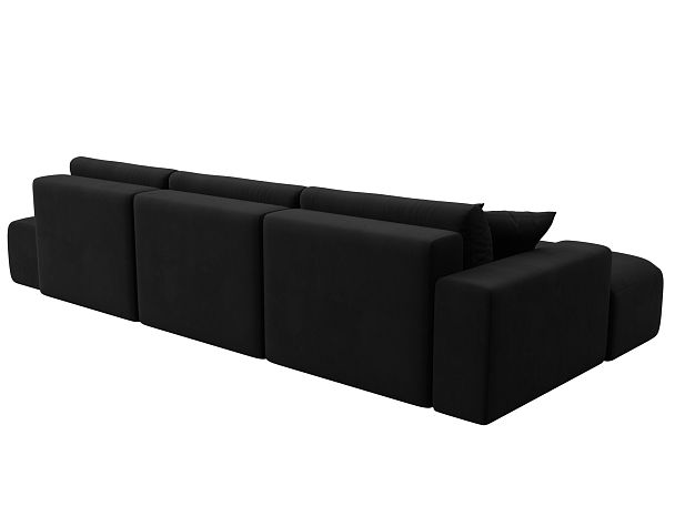 Диван угловой Лига-036 Модерн Лонг левый угол Микровельвет черный - Вид 6