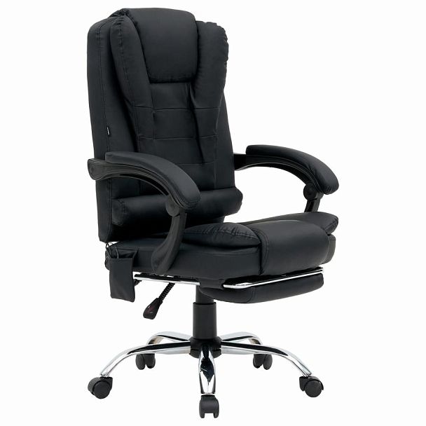 Кресло офисное CROMEX "Lounge MS-007", подножка, 6 массажных модулей, экокожа, черное, 532960 - Вид 6