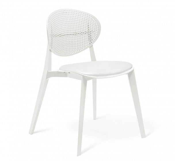 Стул Sheffilton SHT-S111-CN1 с мягкой подушкой из кож.зама белый/белый, стопируемый - Вид 2